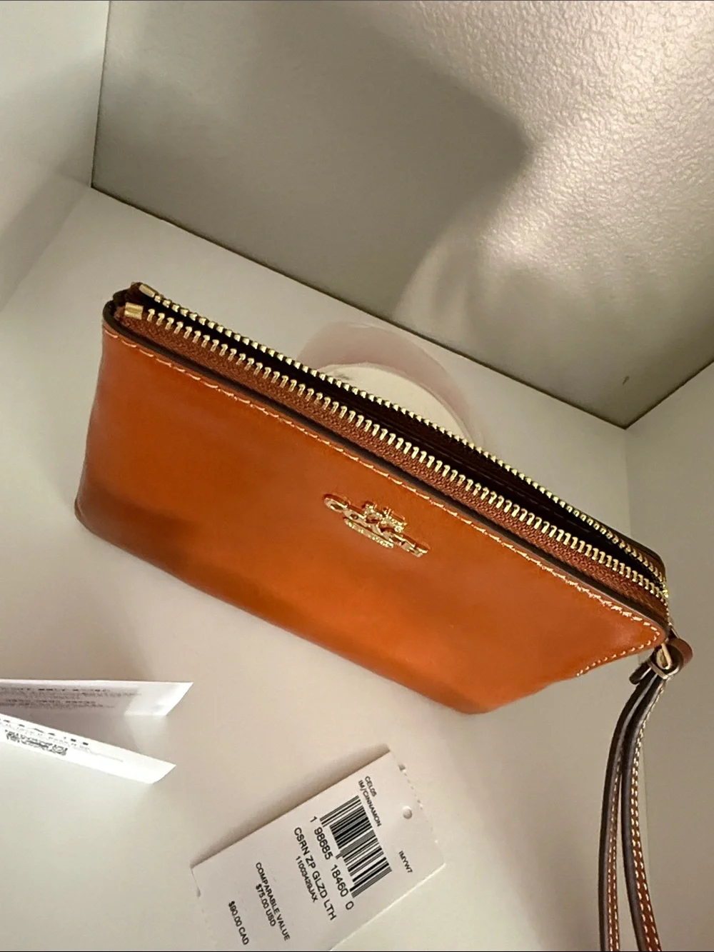 Coach Wristlet Corner Zip Gold/Cinnamon - NWT